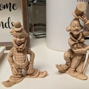 Justen Hand Ivory Clown Figurines - Pair